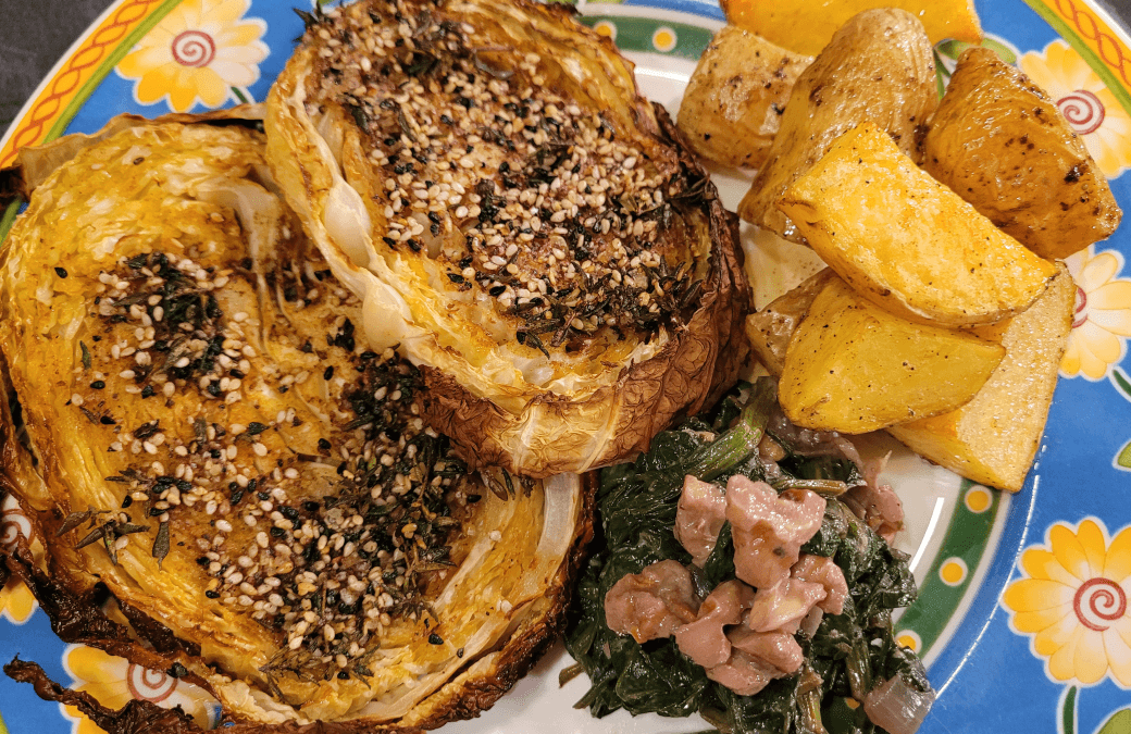 Chinakohl aus dem Ofen mit Avocado-Dip